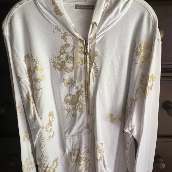 Three Hearts Jackets & Blazers - Three Hearts White Zip Hoodie with Gold Floral Print – 3X – Plus Size